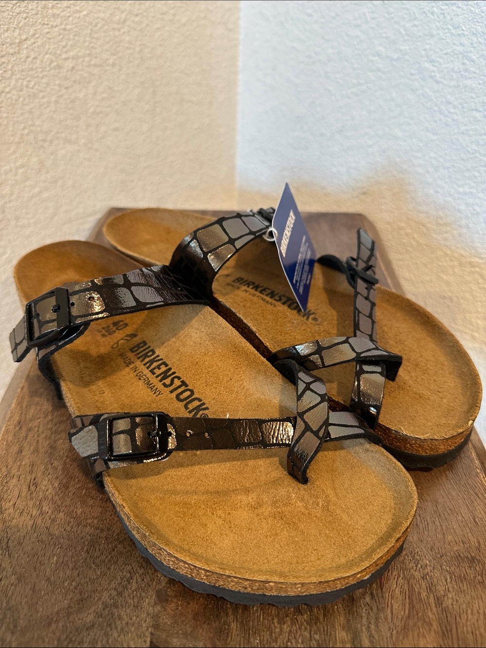 Birkenstock Mayari Black Gator Gleam Sandals Size 40 (L9/M7)